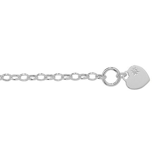Silver T-Bar & Heart Bracelet (G3116czb)