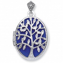 9ct White Gold Tree of Life Locket