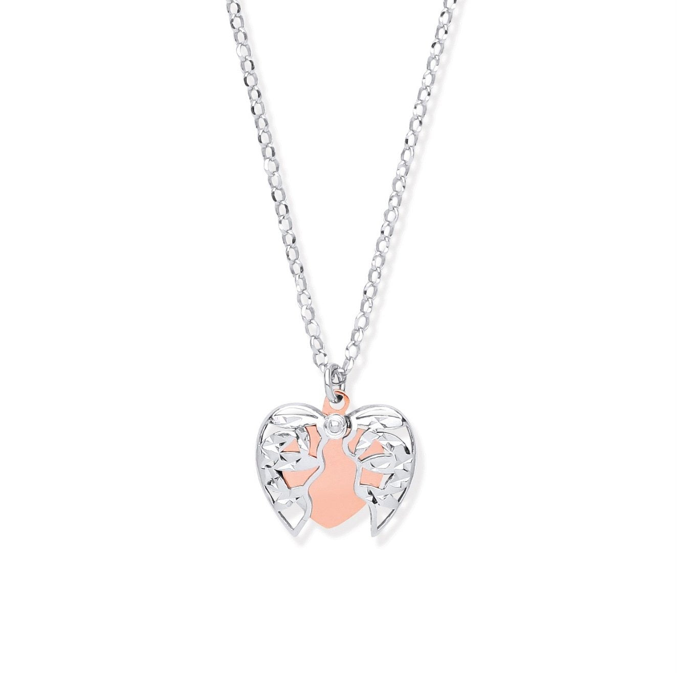 Silver & Rose Heart Pendant (Scn0324)