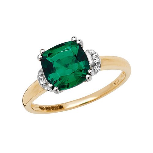 Created Emerald & White Sapphire Ring (Rn1201e)