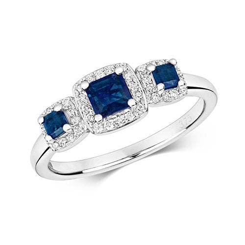 Princess Cut Sapphire & Diamond Ring (Rd424ws)