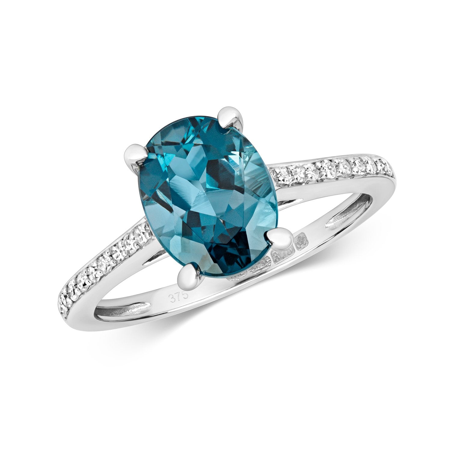 Oval London Blue Topaz & Diamond Ring (Rd461wlb)