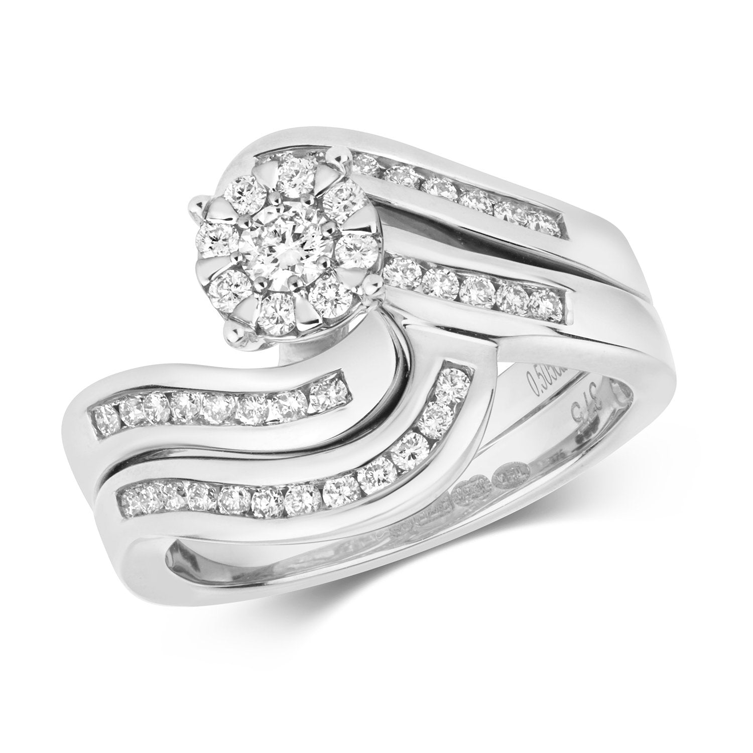 .50ct Round Diamond Engagement Ring & Channel Set Shaped Wedding Ring (Rd181w)