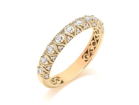 9ct Yellow Gold Diamond Vintage Wedding Ring (Vnt-360-050-025)