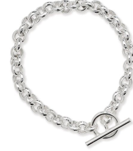 Silver Belcher T- bar Bracelet (Sbr135b)