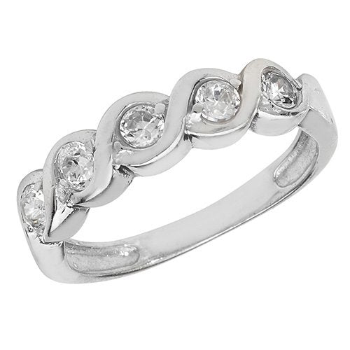 Silver Cubic Zirconia 5 Stone Ring (G7422)