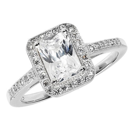 Silver Cubic Zirconia Cluster Ring (G7452)