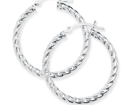Silver Twisted Creoles (Se074c)
