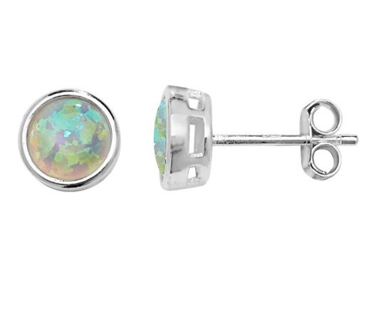 Silver Opal Rubover Stud (Se202a)