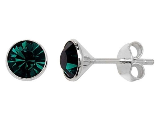Silver Emerald Colour Studs (Se135c)