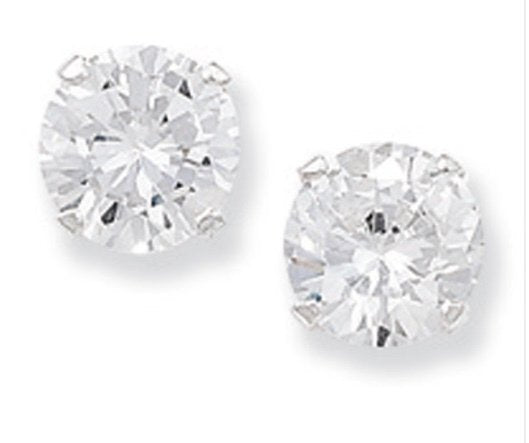 Silver Cubic Zirconia Claw Set Studs (Se039a)