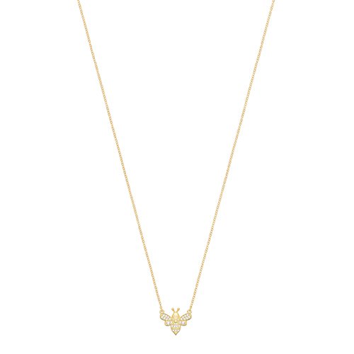 Silver Gold Plated Cubic Zirconia Bee Pendant & Chain