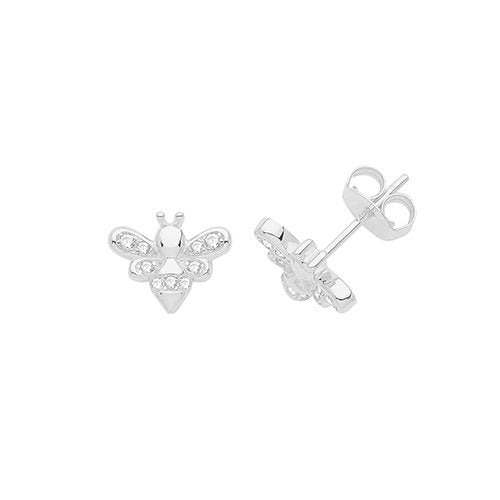 Silver Cubic Zirconia Bee Studs (G51249)