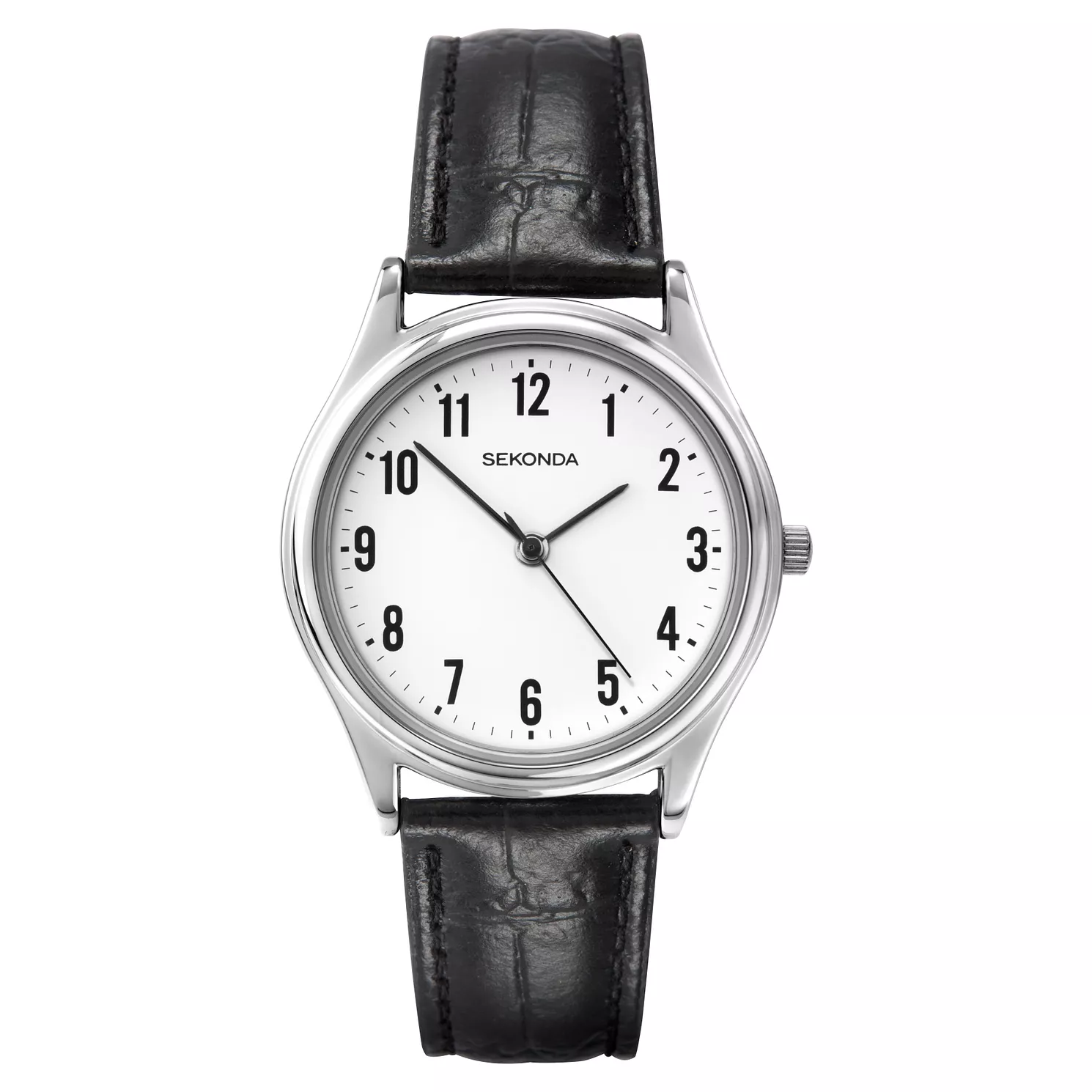 (3621) Sekonda Black Leather Gents Watch