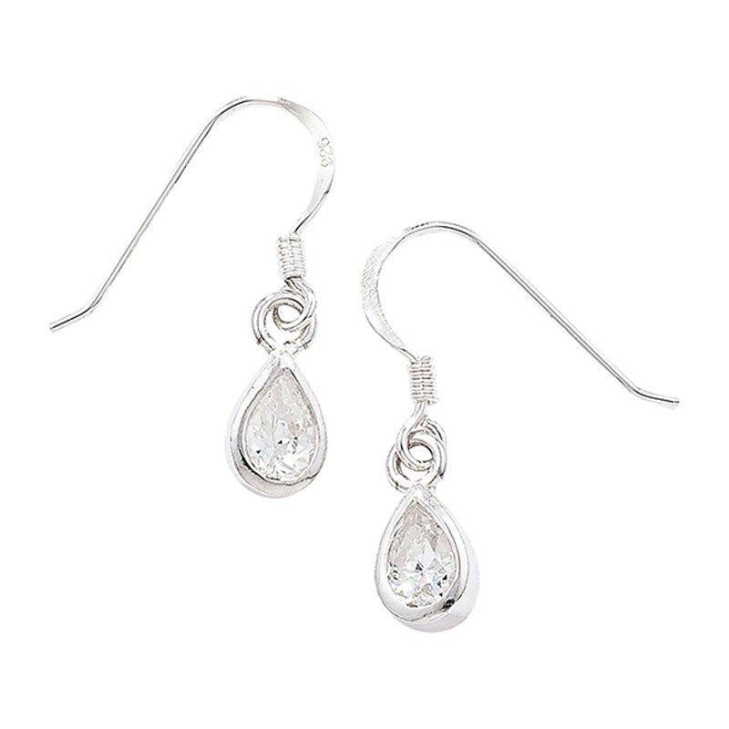 Silver Cubic Zirconia Drop Earrings (Se475a)
