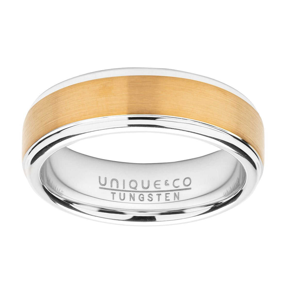 Tungsten 7mm Gold IP Plated Gents Wedding Ring (Tur121)