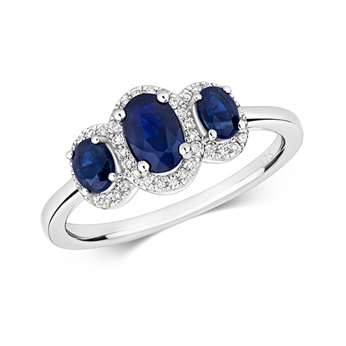9ct White Gold Sapphire & Diamond Ring (Rd423ws)