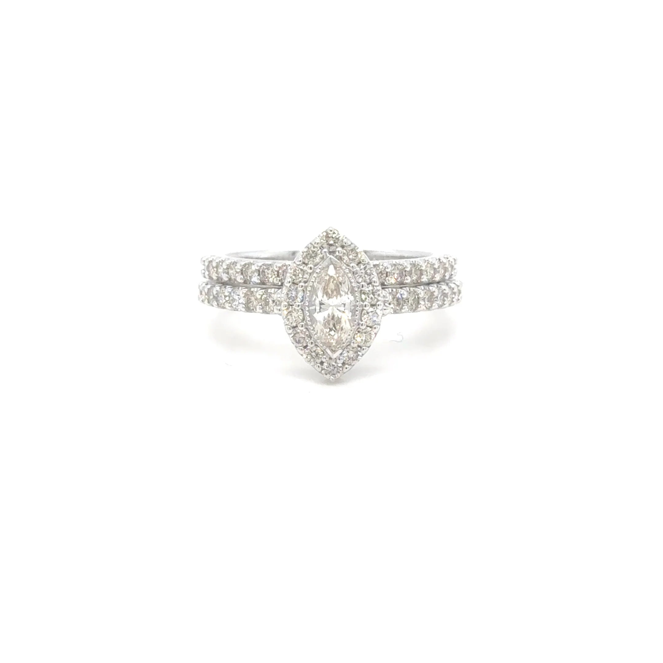 9ct White Gold Marquis Diamond Bridal Set (E13782)