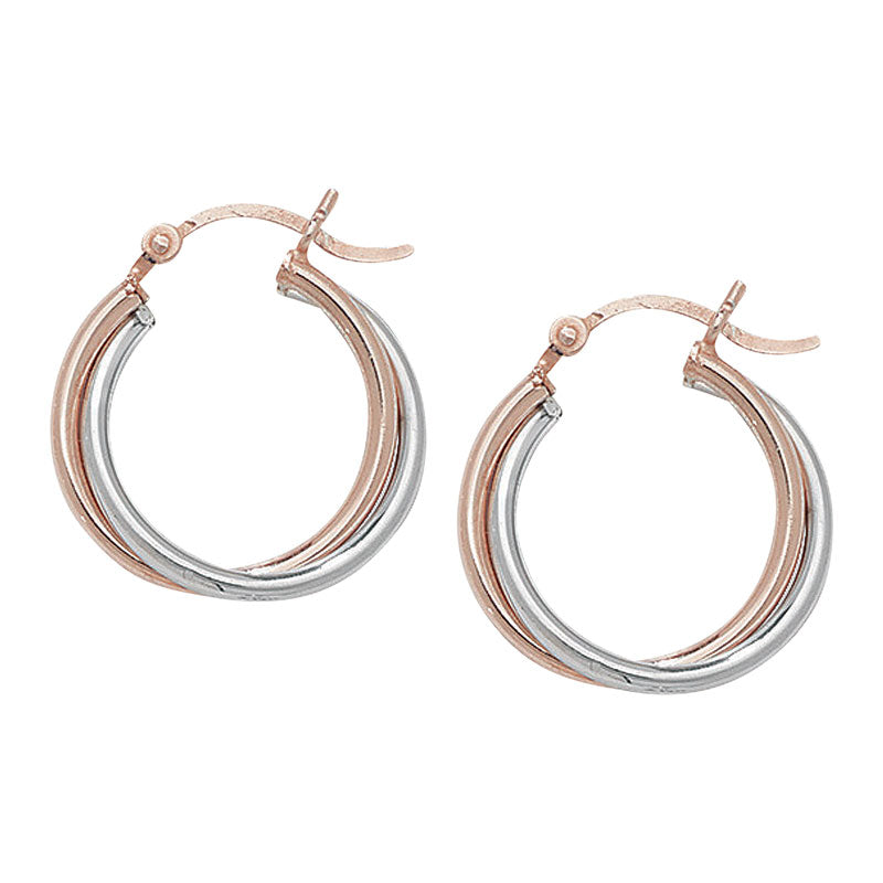 Silver & Rose Gold Plated Creoles (Se247)