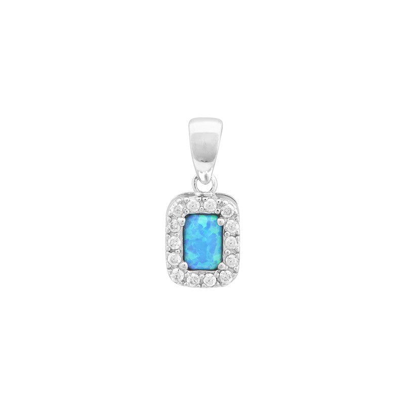 Silver Cubic Zirconia Blue Pendant (Sp129c)