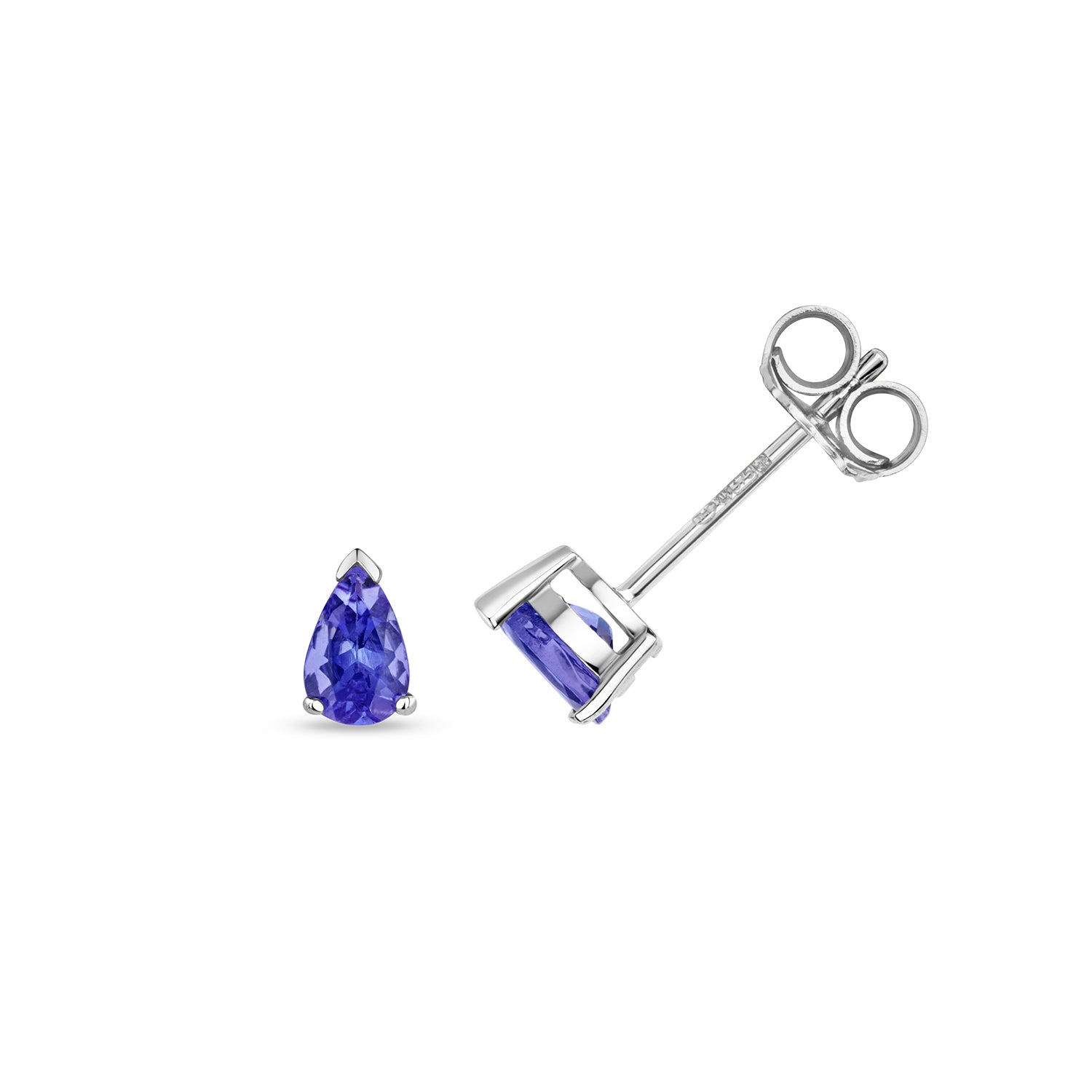 9ct White Gold Pear Shape Tanzanite Stud Earrings (Ed244wt)