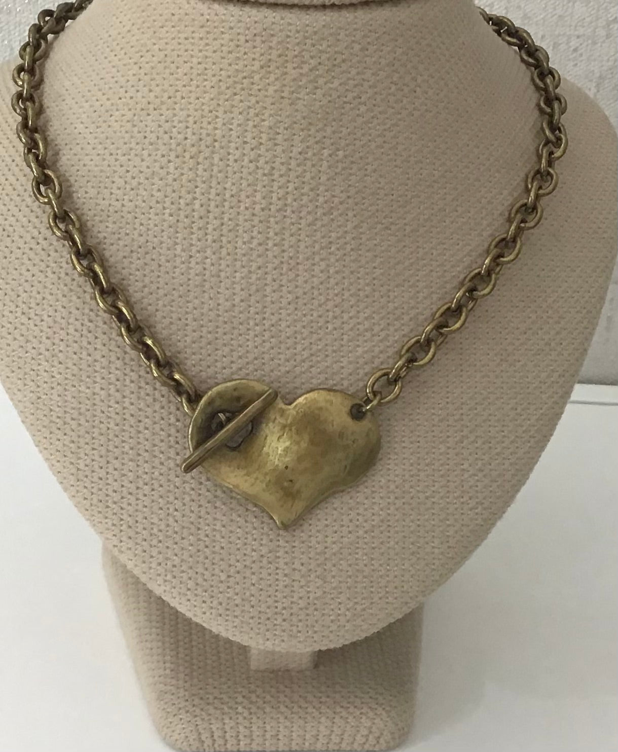 Danon Gold Plated Large Heart T-bar Neclace