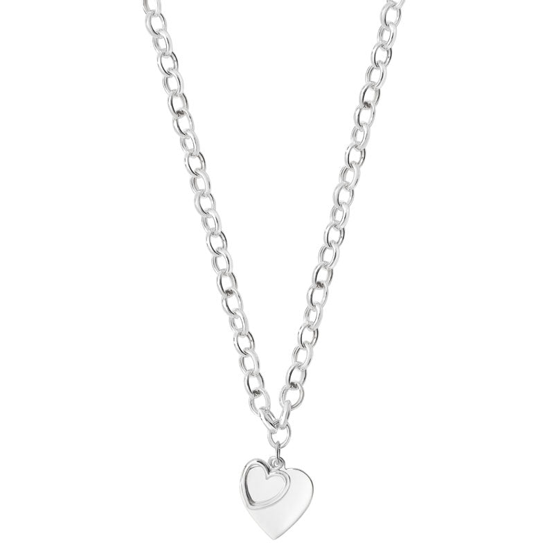 Silver Double Heart Belcher Chain (Sn146c)