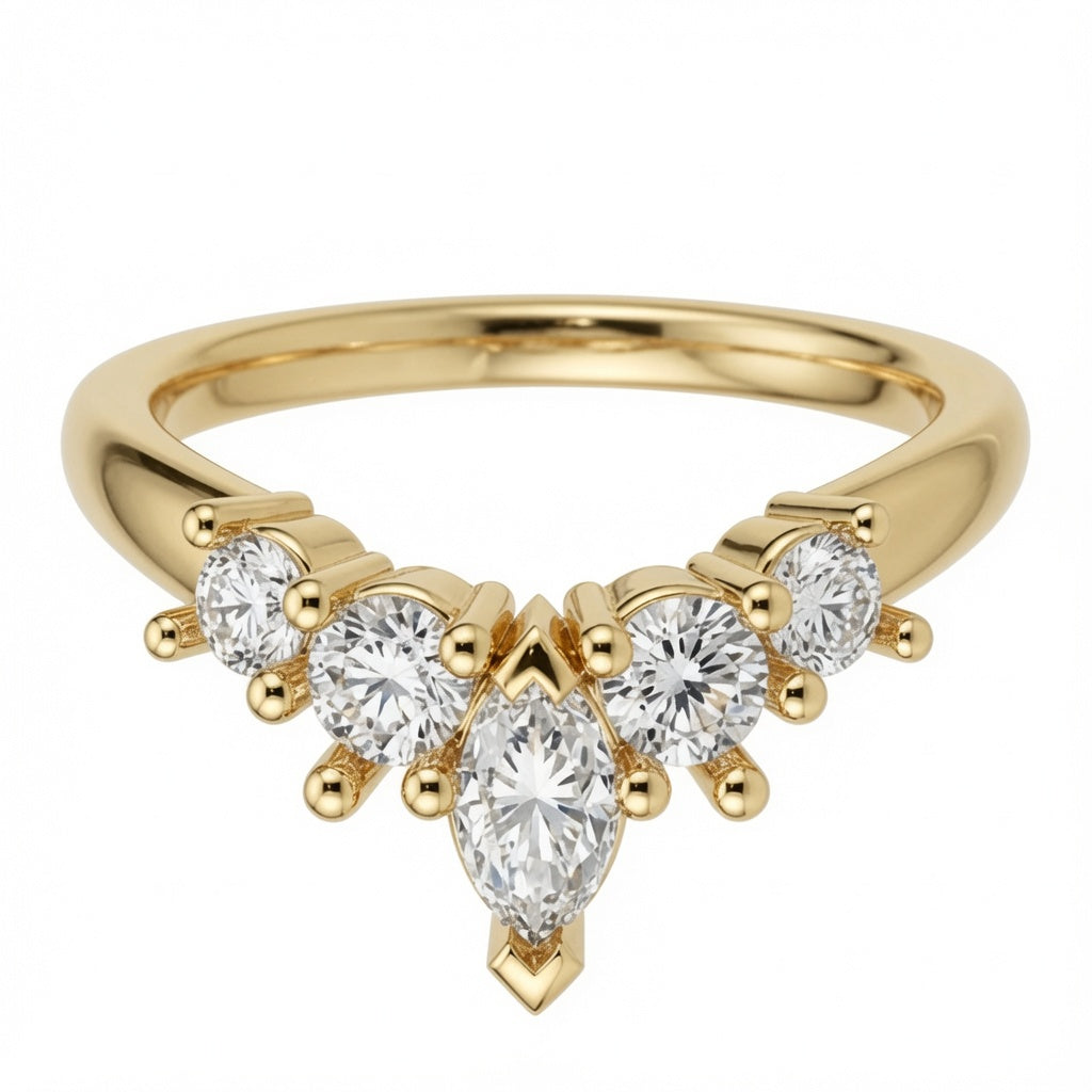 9ct Yellow Gold Diamond Shaped Wedding Ring (HET100580)