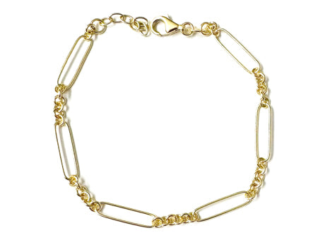 Silver Gold Plated Bar Belcher Bracelet (Bpyg109)