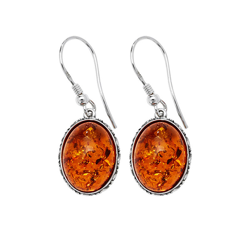 Silver Amber Drop Earrings (Se287a)