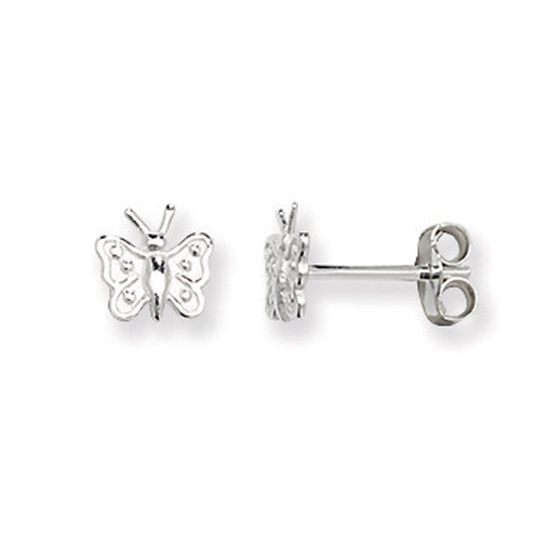 Silver Butterfly Stud Earrings (Se258c)