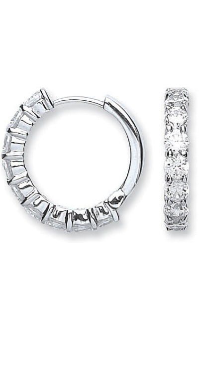 Silver Cubic Zirconia Huggie Earrings (Ser0217)