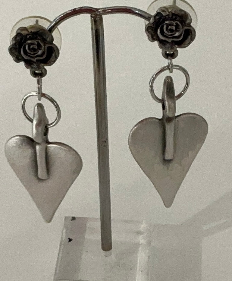 Danon Rose & Heart Drop Earrings