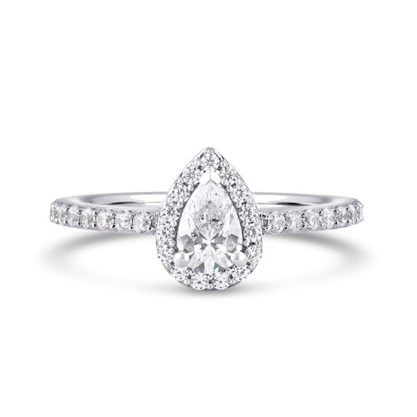 1.67ct Pear Shape Halo Set Lab Grown Certified Diamond Ring (Dhw01)