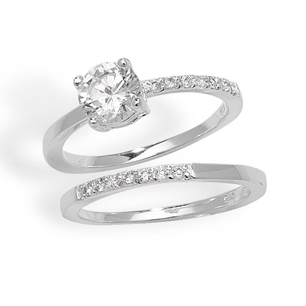 Silver Cubic Zirconia Bridal Set (Sr052a)