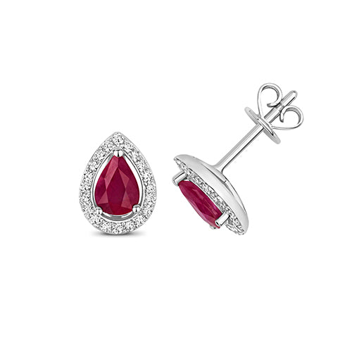 Ruby & diamond stud earrings (ed248wr)