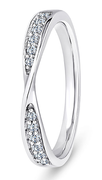 9ct White Gold Diamond Shaped Wedding Ring (Rib-285-040-016)