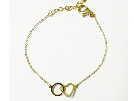 Silver Gold plated Heart & Circle Bracelet (Bpyg89)