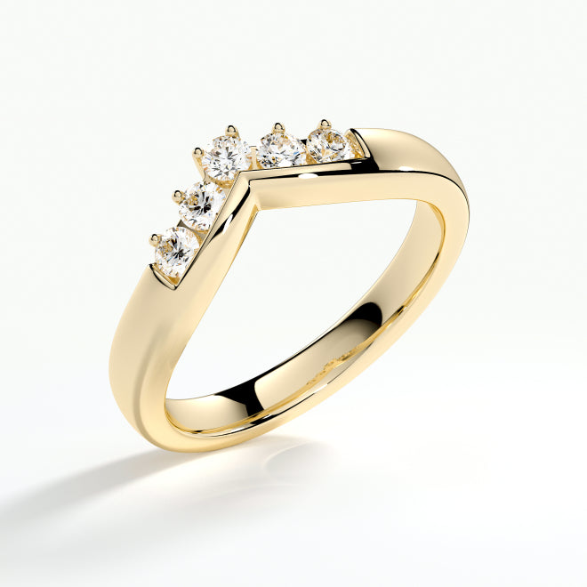 9ct Yellow Gold Brilliant Cut Diamond Shaped Wedding Ring (Het10018920))