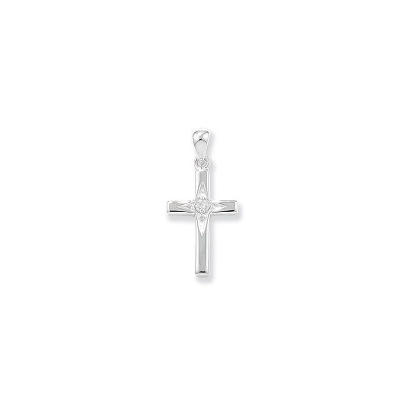 Silver Cubic Zirconia Cross (Sp557a)