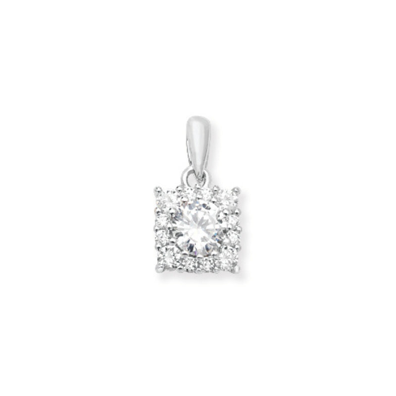 Silver Cubic Zirconia Square Pendant (Sp390a)