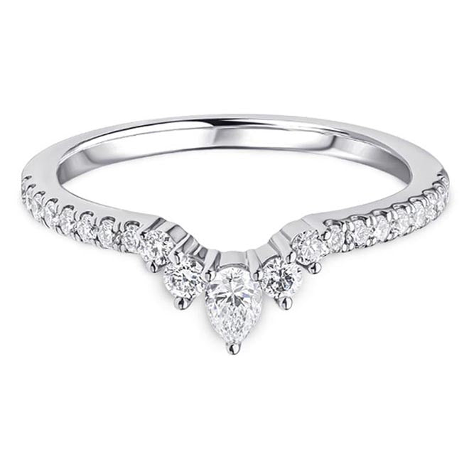 9ct White Gold Diamond Shaped Wedding Ring (Het100546)