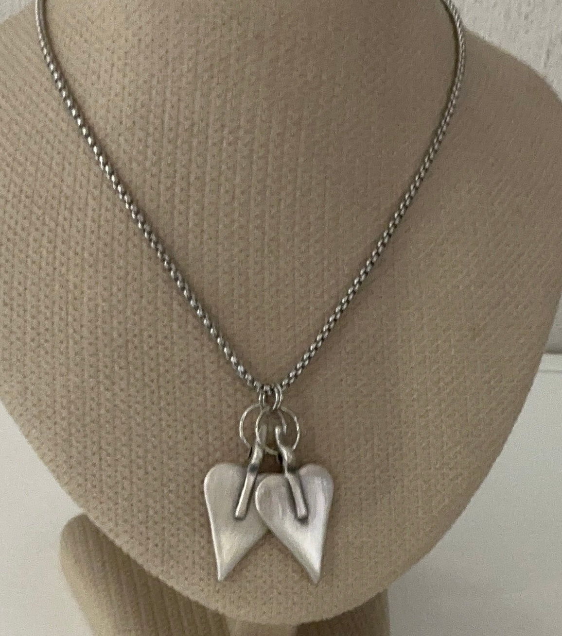 Danon Double Heart Long Box Chain Necklace