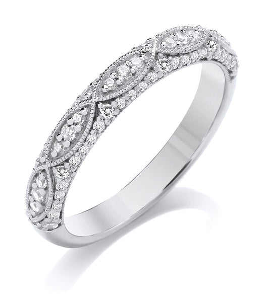 9ct White Gold Diamond Vintage Wedding Ring (Vnt-330-050-033)