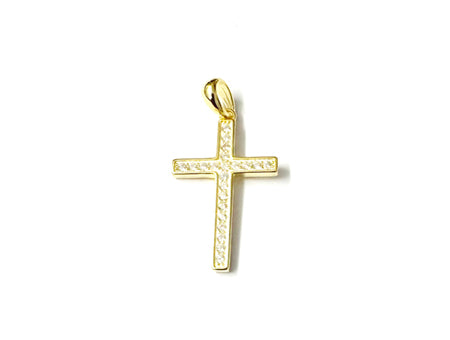 Silver Gold Plated Cubic Zirconia Cross & Chain (0295)