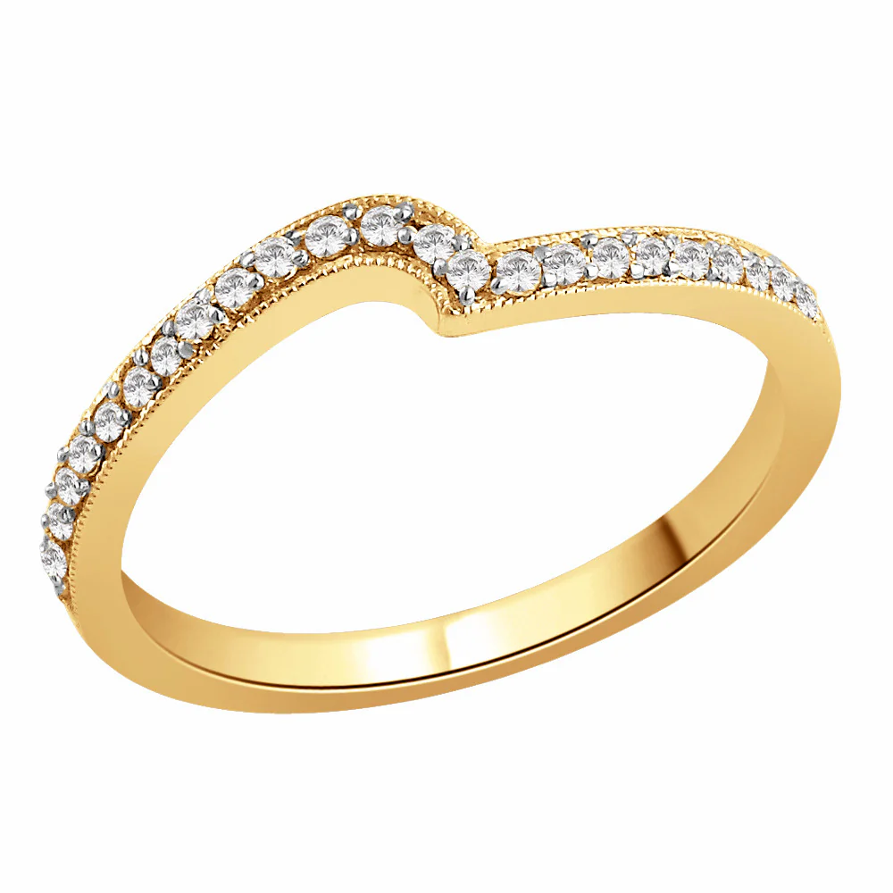 9ct Brilliant Cut Millgrain Shaped Wedding Ring (B0005)