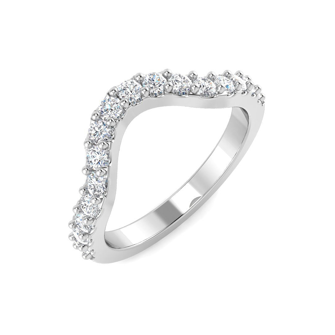 9ct White Gold Brilliant Cut Diamond Shaped Wedding Ring (Sr6627)