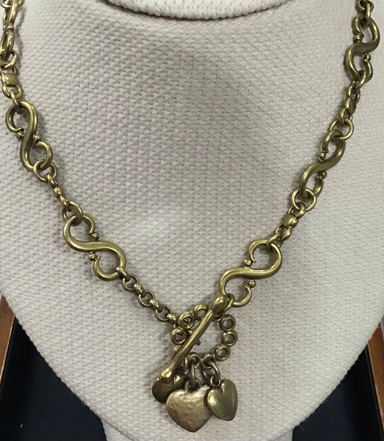 Dano Pewter Gold Plated Fancy Heart T-bar Necklace