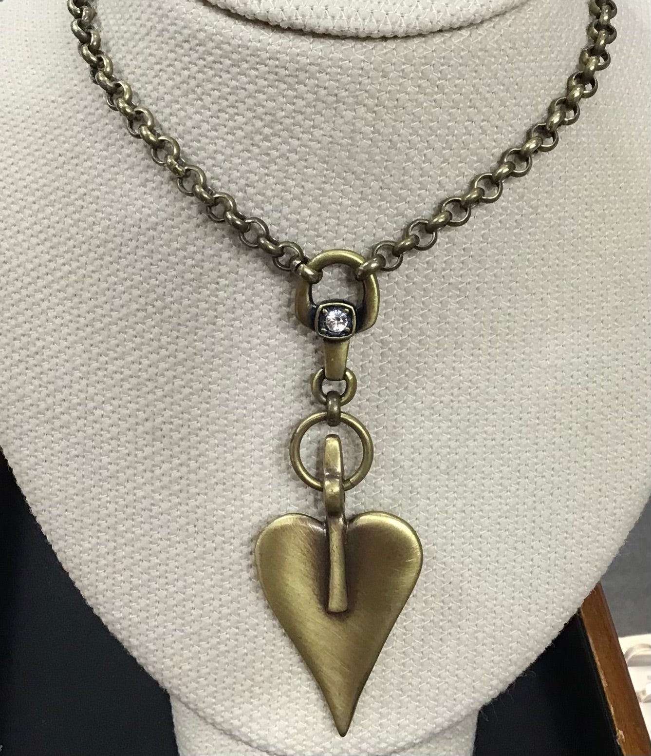 Danon Pewter Gold Plated Heart Long Belcher Necklace