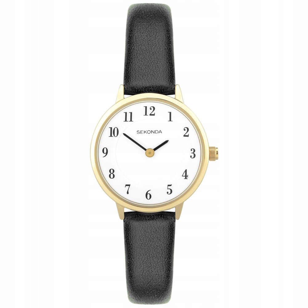 (40617) Sekonda Black Leather Ladies Watch